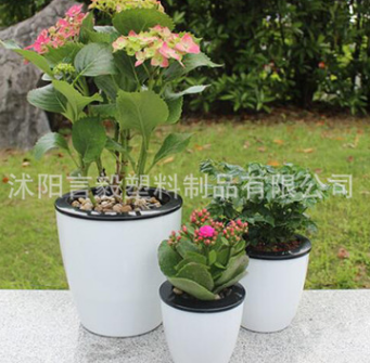 批發懶人花盆自動吸水室內盆栽免澆水樹脂花盆白色塑料盆栽花盆