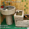 石雕茶桌石頭盤流水擺件老石槽水槽流水景特色老石槽磨盤創意