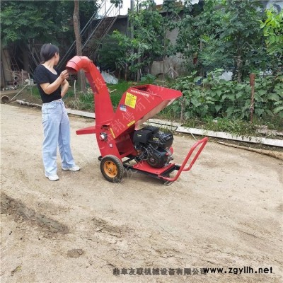 干鮮樹枝雜木移動式碎枝機 汽油7.5馬力枝葉粉碎機 手推式園林樹杈破碎還田機1